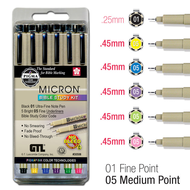Pigma Micron Pen Cube Set of 16 Assorted Colors - Size 05 (.45mm)