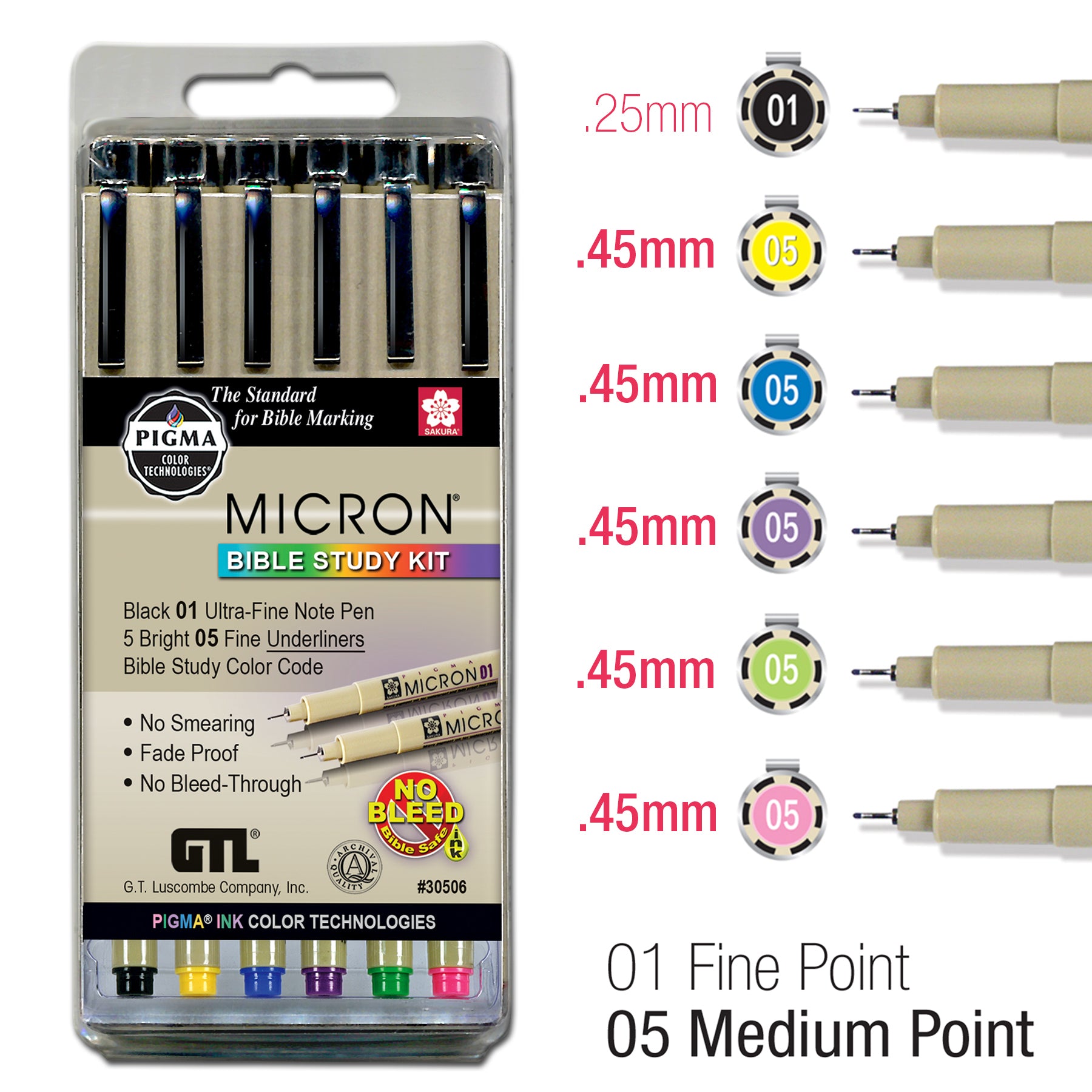 Sakura Pigma Micron Pen - Size 05 - 0.45 mm - 15 Color Bundle