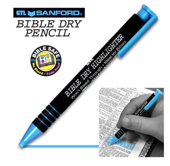 Refillable Bible Dry Highlighter Pencil in 3 Colors: Yellow, Pink, or Blue ~ Single Qty (1)