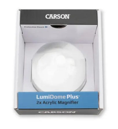 Carson LumiDome Plus 2x Acrylic Paperweight Magnifier with Protective Drawstring Pouch