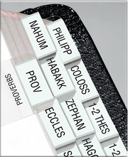 Verse Finders Bible Books Index Tabs Slim Line Style - Silver with Black Titles