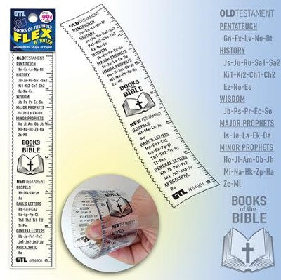 Flexible 6 inch CLEAR Books of the Bible Ruler/Bookmark