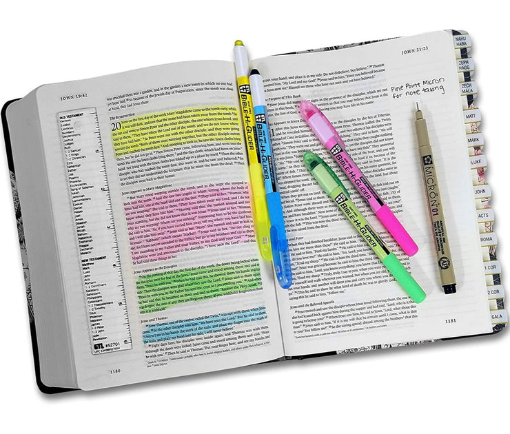 Bible Accu-Liner/gel Highlighter Set w/Micron Pen & Ruler (6 piece set ...
