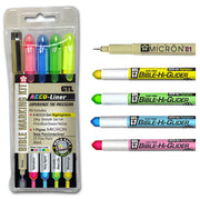 Bible Accu-Liner/gel Highlighter Set w/Micron Pen & Ruler (6 piece set)